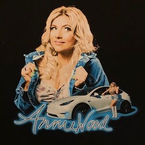 Annie Lederman Comedian Anniewood tour cotton tshirt Sz Lg crop top